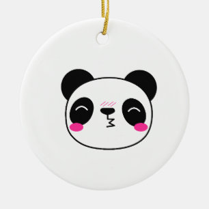 Schüchternes Errötendes Panda-Kussgesicht Keramik Ornament