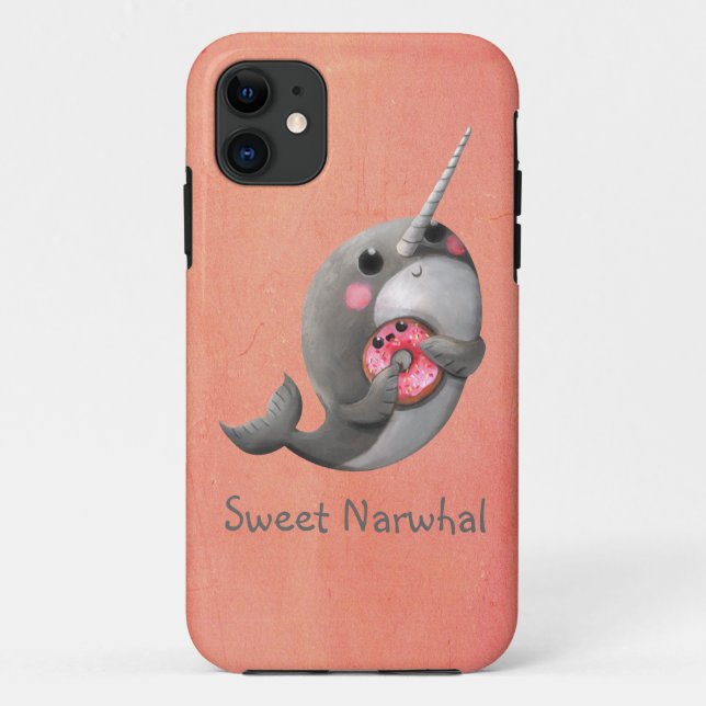 Schüchternes Narwhal mit Krapfen Case-Mate iPhone Hülle (Rückseite)