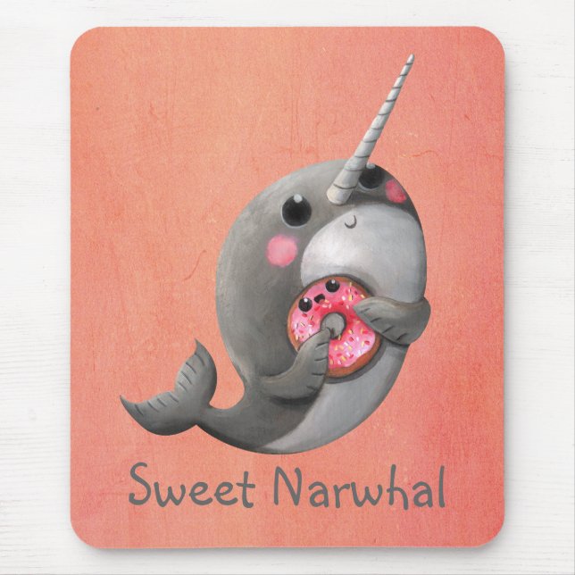 Schüchternes Narwhal mit Krapfen Mousepad (Vorne)