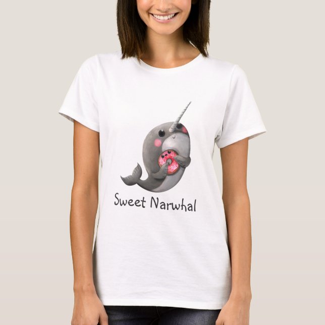 Schüchternes Narwhal mit Krapfen T-Shirt (Vorderseite)