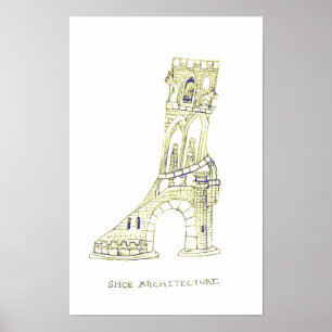 Schuh-Architekturposter (Sepia) Poster
