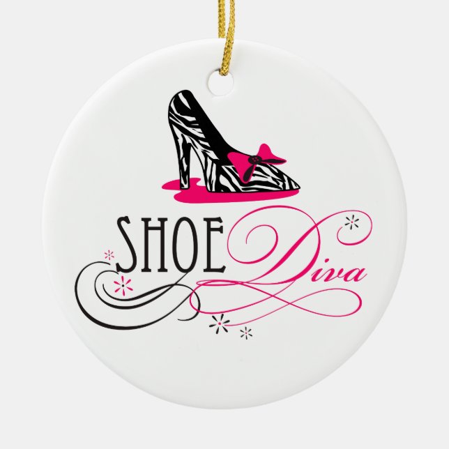 Schuh-Divazebra-Druck-Verzierung Keramik Ornament (Vorne)