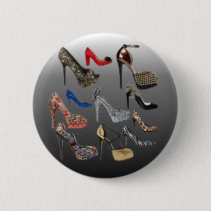 Schuh-fertigen hohe Heels-Collage besonders an Button
