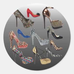 Schuh-fertigen hohe Heels-Collage besonders an Runder Aufkleber