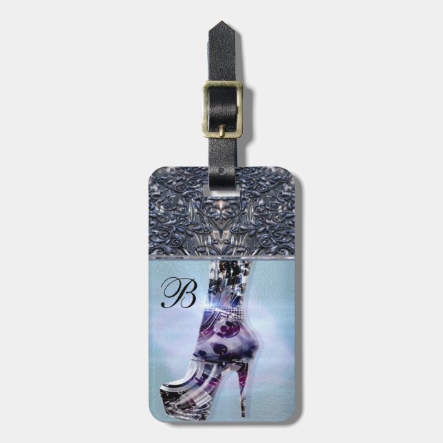 Schuh-Liebe-Monogramm Gepäckanhänger (Vorderseite vertikal)
