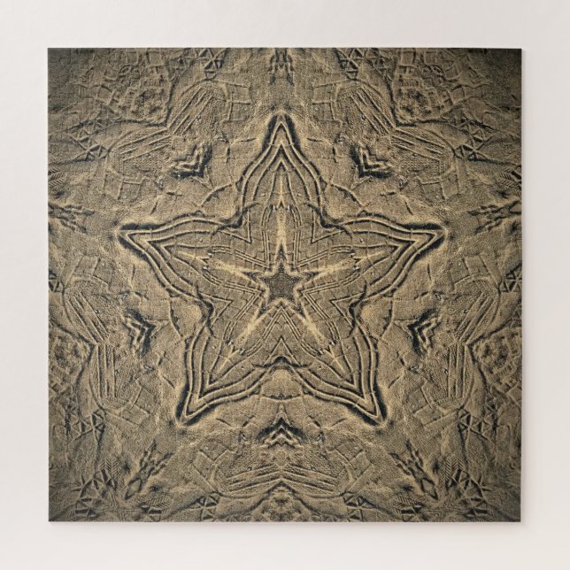 Schuhdrucke in Sand Mandala Puzzle (Vertikal)