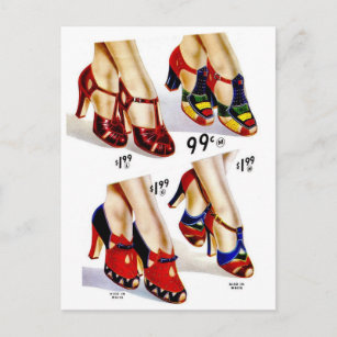 Schuhe der Retro die Vintagen Frauen der Postkarte