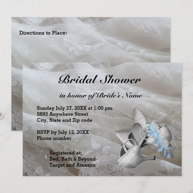 Schuhe, Gartergürtel und Spitzen-Brautparty laden  Einladung (Vorne/Hinten)