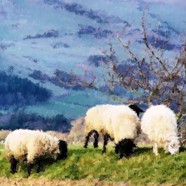 SCHUHE GESCHIRRTUCH (A beautiful digital oil painting of sheep)