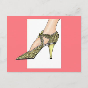 Schuhe mit hohen Heulen in den 1920ern Postkarte