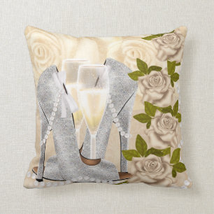 Schuhe, Rosen, Perlen und Champagne Kissen