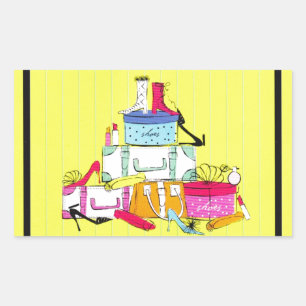 Schuhe Schuhe und Gepäckablage Niedliche Farbgesta Rechteckiger Aufkleber