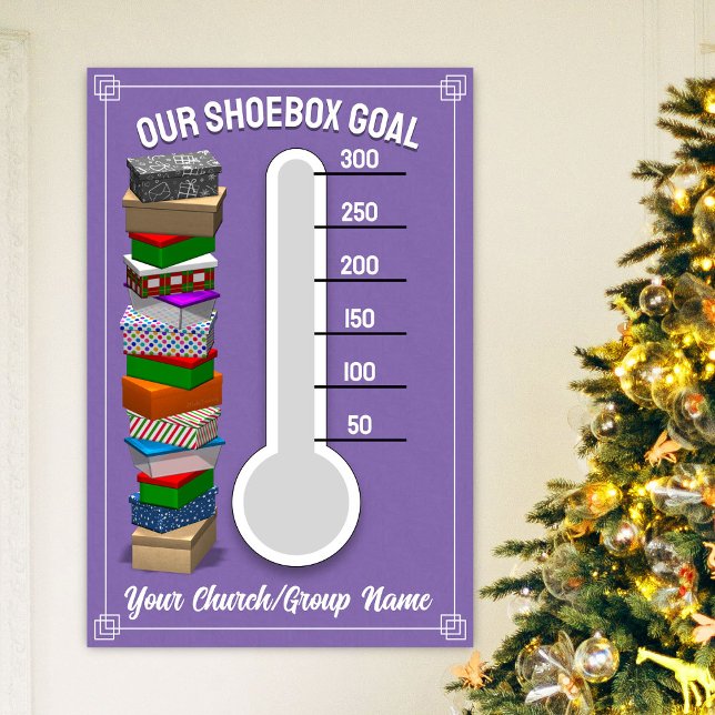 Schuhkarton-Thermometer-Plakat - Lila Poster (Personalize this poster to best fit your shoebox-collecting occasion!)