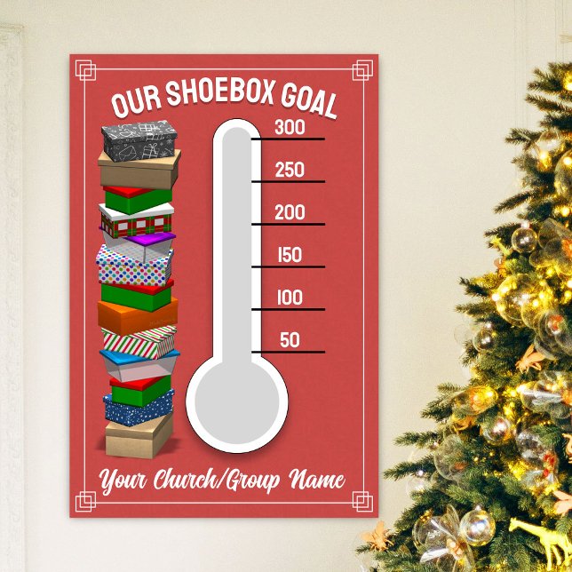 Schuhkarton-Thermometer-Plakat - Rot Poster (Personalize this poster to best fit your shoebox-collecting occasion!)