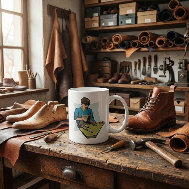 Schuhreparatur Schuster Vintager Schuhmacher Kaffeetasse (Von Creator hochgeladen)