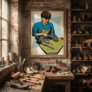 Schuhreparatur Schuster Vintager Schuhmacher Poster