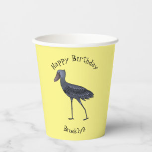Schuhschnabel-Vogel Cartoon-Illustration Pappbecher