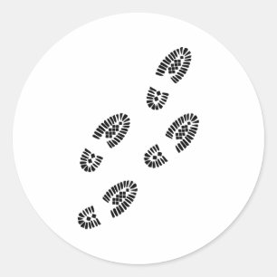 Schuhspuren - Footprint Runder Aufkleber