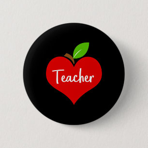 Schul-Apfel-Herz-Lehrer-Dekor-Thema für Männer Fra Button