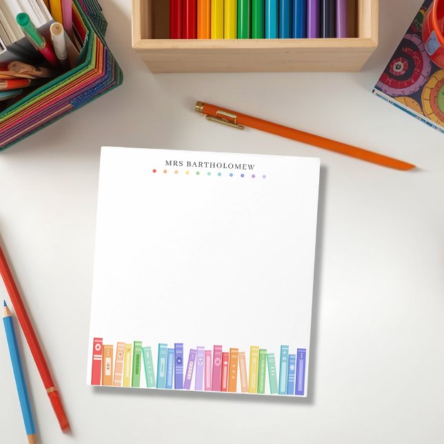Schul-Lehrer-Regenbogen-Farb-Bücher Maßanfertigung Notizblock (Von Creator hochgeladen)