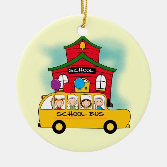Schul-und Schulbus-T - Shirts und -geschenke Keramikornament (Vorne)