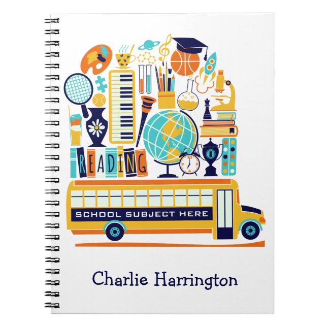 Schulabbildungen individuelle Name Notebook Notizblock (Vorderseite)