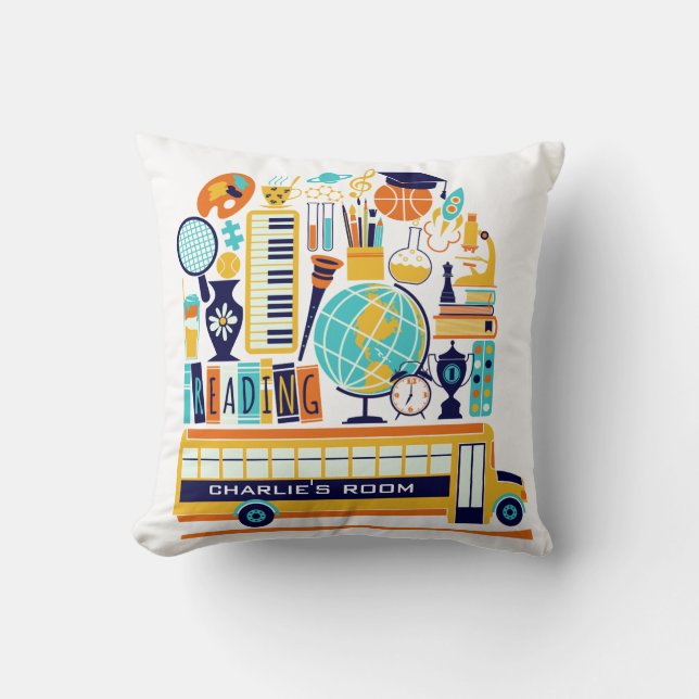 Schulabbildungen individuelle Name werfen Kissen (Vorderseite)