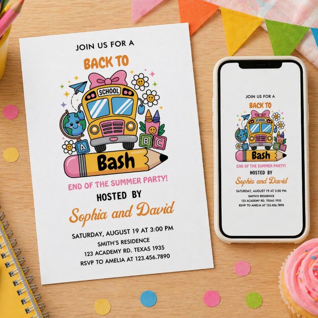 Schulabbruch: 1. Geburtstag im Sommer Einladung (School’s Back Bash! of Summer 1st birthday Invitation)