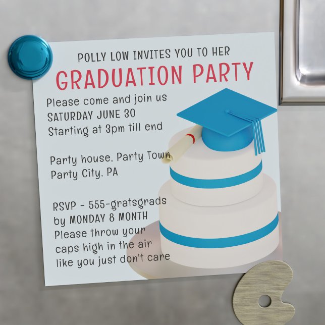 Schulabschlussveranstaltung Magnetische Einladung (Throw your caps in the air and add your party details to this magnetic Graduation Party invitation)