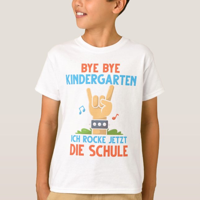 Schulanfang Einschulung Schulkind Rock die Schule T-Shirt (Vorderseite)