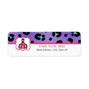 Schulaufkleber für Lehrer - lila Leopard-Druck