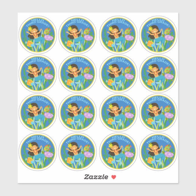 Schulaufkleber Hallo Dritte Klasse! Aufkleber (Blatt)