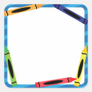 Schulaufkleber mit Crayons Quadratischer Aufkleber