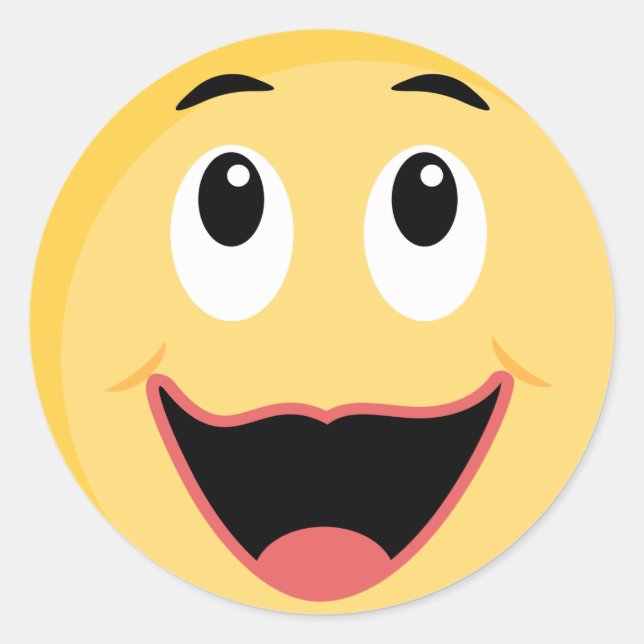 Schulaufkleber mit Gesicht Emoji Runder Aufkleber (Vorderseite)