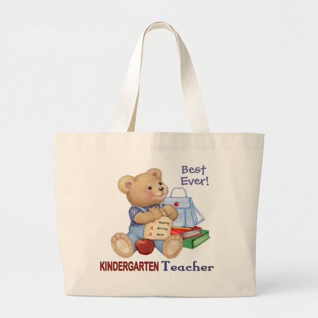 Schulbär - Kindergartenlehrer Jumbo Stoffbeutel (Vorne)