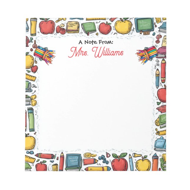 Schulbedarf des Lehrers Notizblock (Vorderseite)