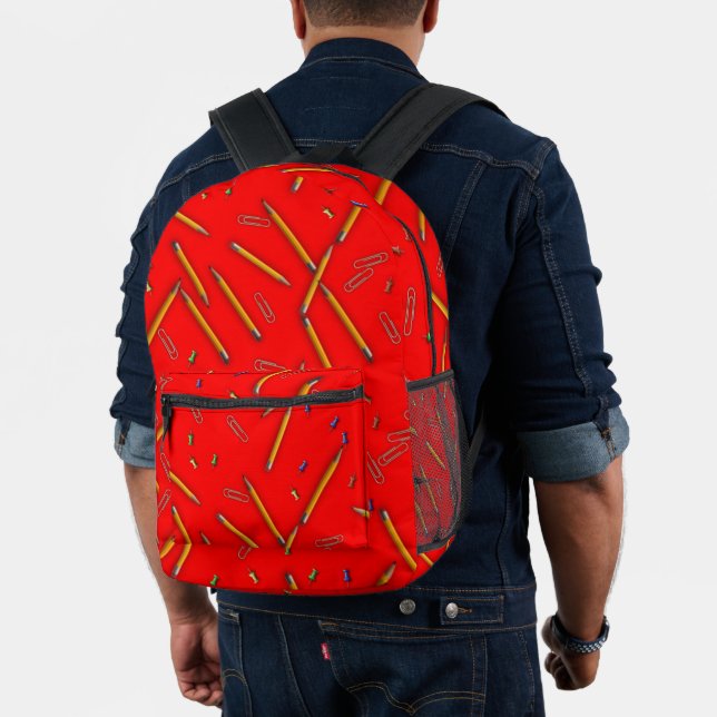 Schulbedarf Pencils Pushpins Red Backpack Bedruckter Rucksack (Insitu (Modell))
