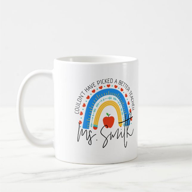 Schulbedarf Regenbogen Apfel Lehrer Anerkennung Kaffeetasse (Links)