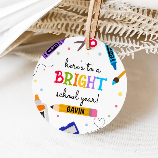 Schulbedarf - Schuljahr Geschenkanhänger (Back to School Bright School Year Round Favor Tags )