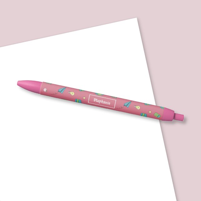 Schulbeginn-Doodle-Kind-Mädchen-Rosa Stift (Kid personalized pen > Make sure to choose the ink color and the trim color . )