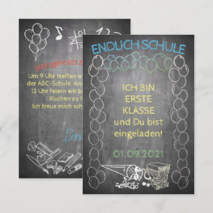 Schulbeginn-Einladungskarte im Tafelstil