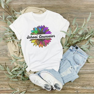 Schulberater Beruf Regenbogen Sonnenblume T-Shirt