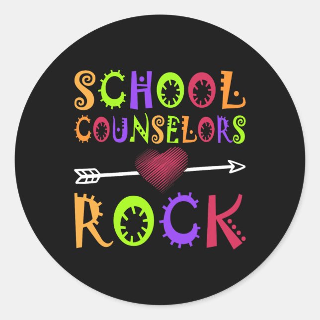Schulberater Rock Heart Book School Counselor Runder Aufkleber (Vorderseite)