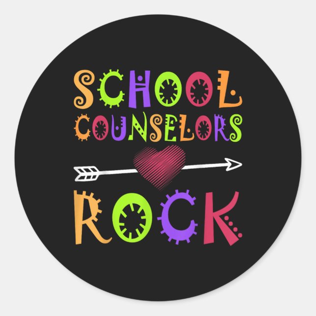 Schulberater Rock Heart Book School Counselor Runder Aufkleber (Vorderseite)