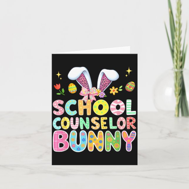 Schulberaterin Bunny Ostern Bunter Leopard Karte (Vorderseite)