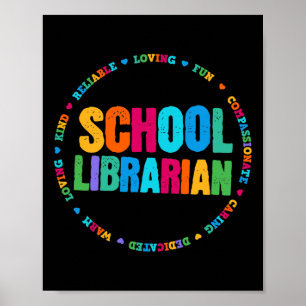 Schulbibliothekar-T-Shirt Regenbogenfarben Bibliot Poster