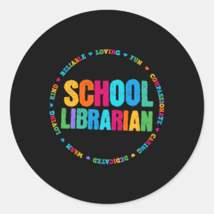 Schulbibliothekar-T-Shirt Regenbogenfarben Bibliot Runder Aufkleber