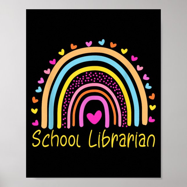 Schulbibliothekarin Regenbogen Poster (Vorne)