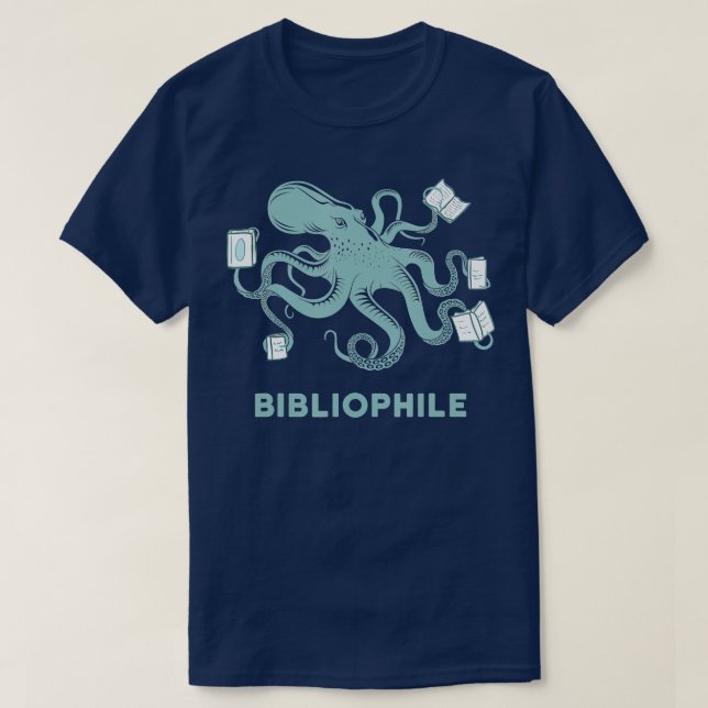 Schulbibliotheksgeschenk Oktopus Lesebuch T-Shirt (Design vorne)
