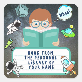 SCHULBODEN, STUDENTBUCH, KIND, KID, BUCHFÜHRERIN QUADRATISCHER AUFKLEBER